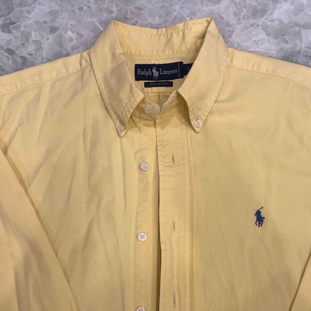 Ralph Lauren Men's Light Yellow Button Down Shirt